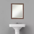 Miroir mural de salle de bain Amanti Art en bois biseauté marron rustique vieilli