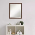 Miroir mural de salle de bain Amanti Art en bois biseauté marron rustique vieilli
