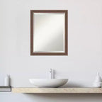 Miroir mural de salle de bain Amanti Art en bois biseauté marron rustique vieilli
