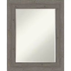 Amanti Art Fencepost Grey Petite Bevel Wood Bathroom Wall Mirror 31 x 25 in.