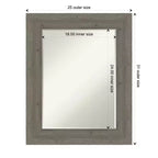 Miroir Mural de Salle de Bain Amanti Art en Bois à Biais Fin Gris Clôture 31 x 25 po