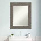 Miroir Mural de Salle de Bain Amanti Art en Bois à Biais Fin Gris Clôture 31 x 25 po
