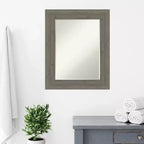 Miroir Mural de Salle de Bain Amanti Art en Bois à Biais Fin Gris Clôture 31 x 25 po