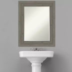 Miroir Mural de Salle de Bain Amanti Art en Bois à Biais Fin Gris Clôture 31 x 25 po