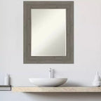 Miroir Mural de Salle de Bain Amanti Art en Bois à Biais Fin Gris Clôture 31 x 25 po
