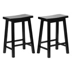 Tabourets de bar PJ Wood Classic Saddle-Seat de 61 cm de haut pour maisons, salles à manger et bars, sans dossier, 4 pieds carrés, noirs (lot de 6)