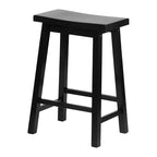 Tabourets de bar PJ Wood Classic Saddle-Seat de 61 cm de haut pour maisons, salles à manger et bars, sans dossier, 4 pieds carrés, noirs (lot de 6)