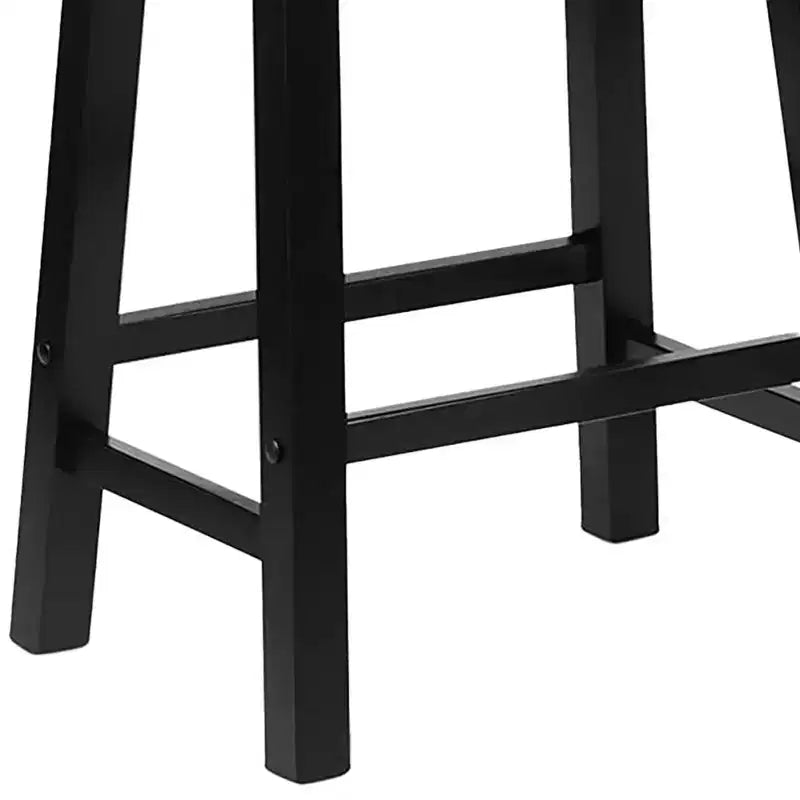 Tabourets de bar PJ Wood Classic Saddle-Seat de 61 cm de haut pour maisons, salles à manger et bars, sans dossier, 4 pieds carrés, noirs (lot de 6)