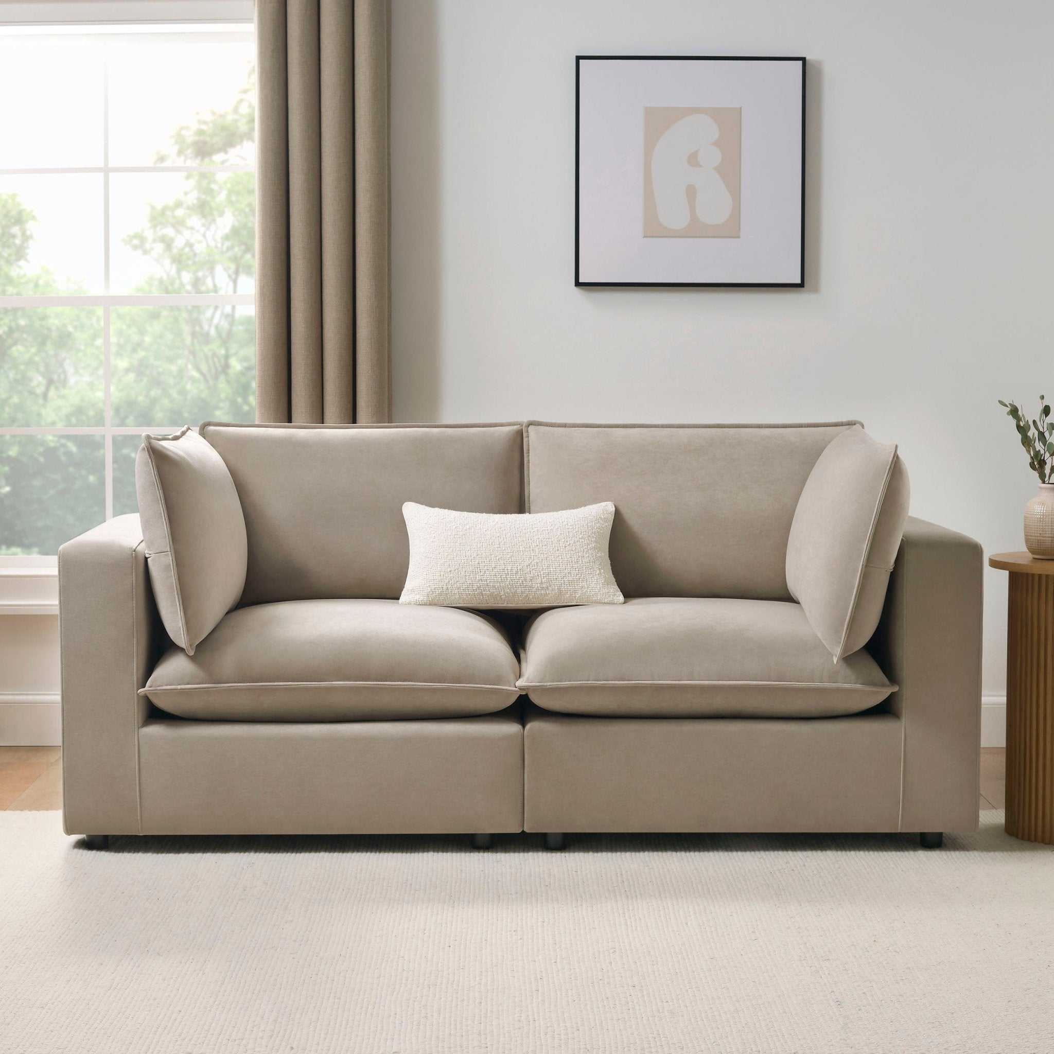 2 Seater Sofa - Stone – Introducing the 2-Seater Sofa from the Collection, where style meets luxury