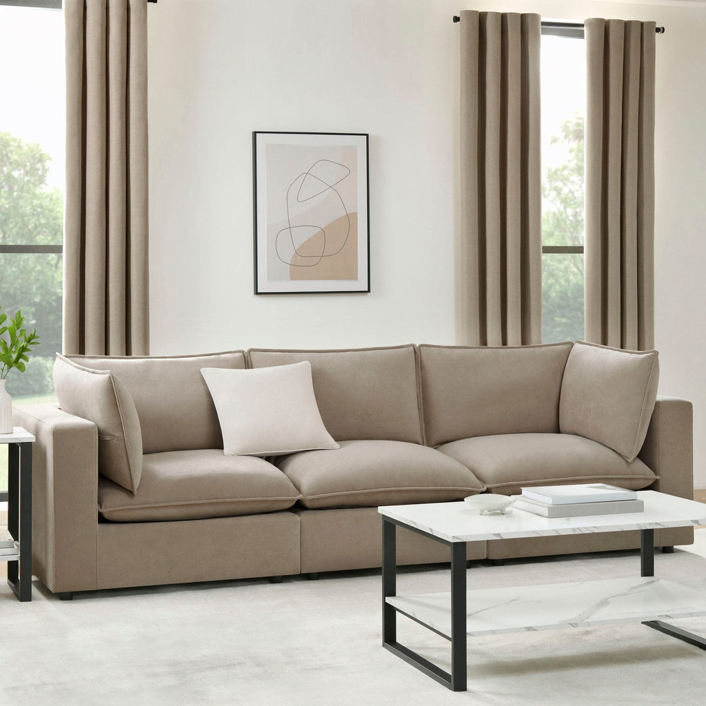 3 Seater Sofa - Stone – Bring style and luxury to your home with the stone 3-seater Sofa from the furniture collection