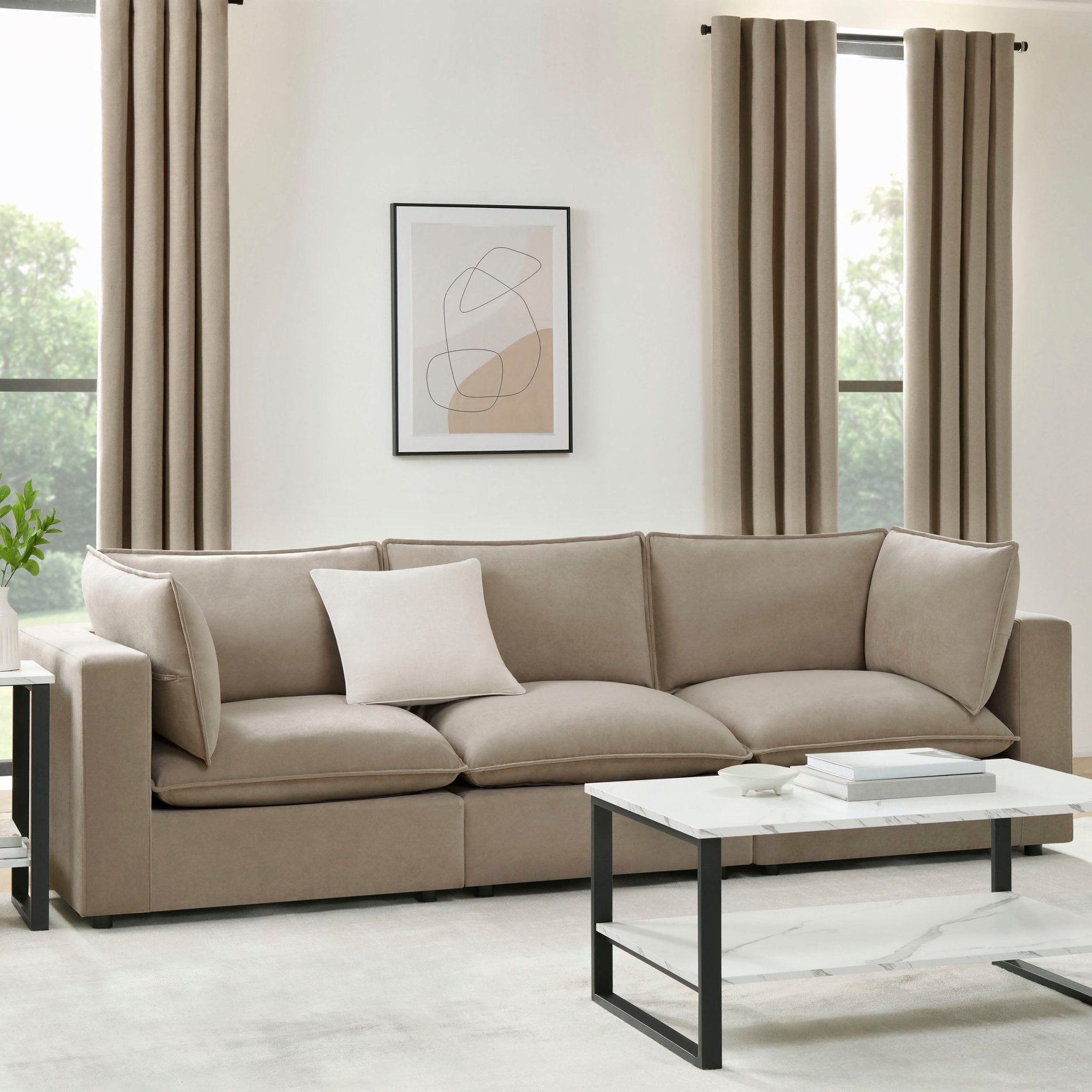3 Seater Sofa - Stone – Bring style and luxury to your home with the stone 3-seater Sofa from the furniture collection