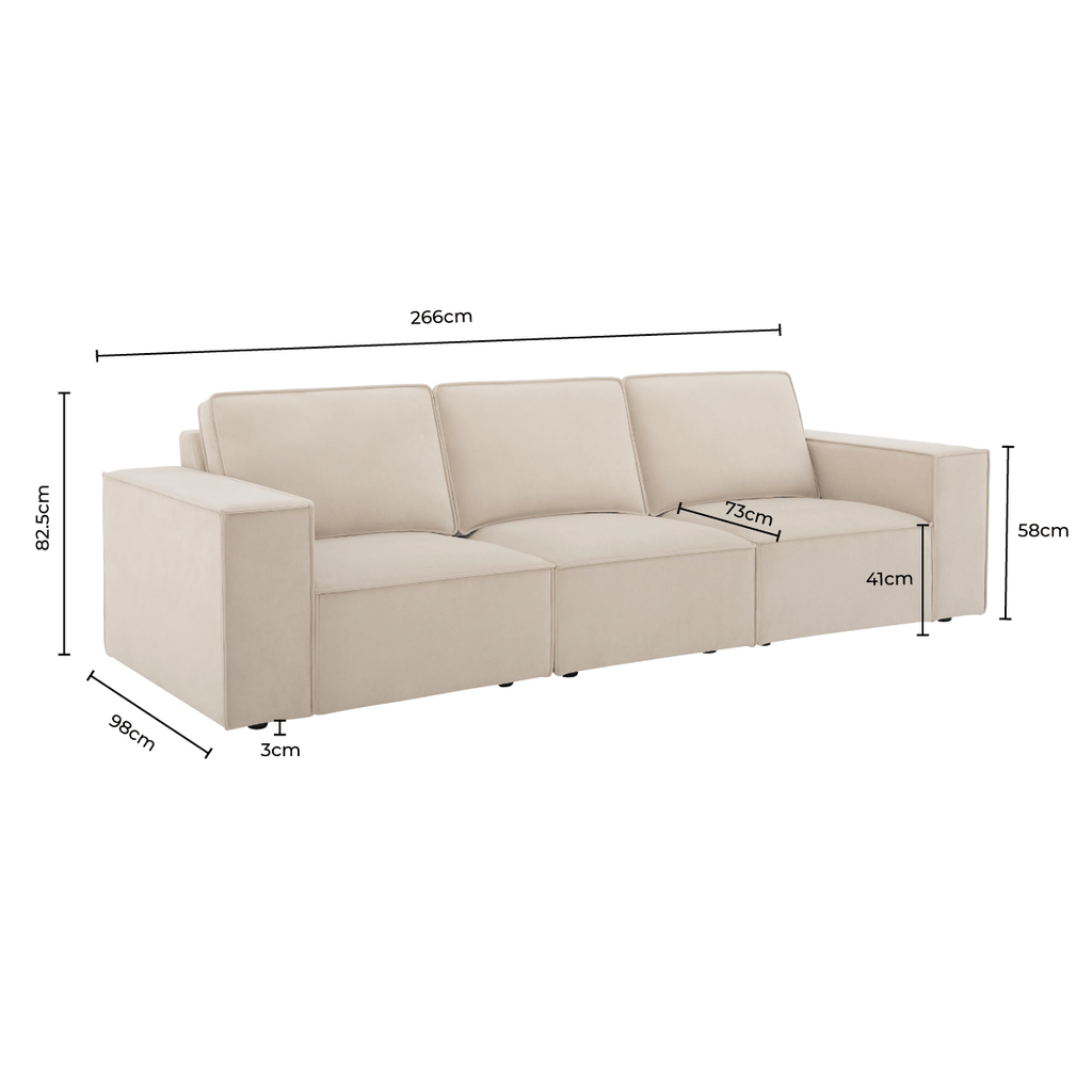 3 Seater Sofa - Cappuccino – Add a touch of contemporary style to your home with the 3-Seater sofa in Cappuccino