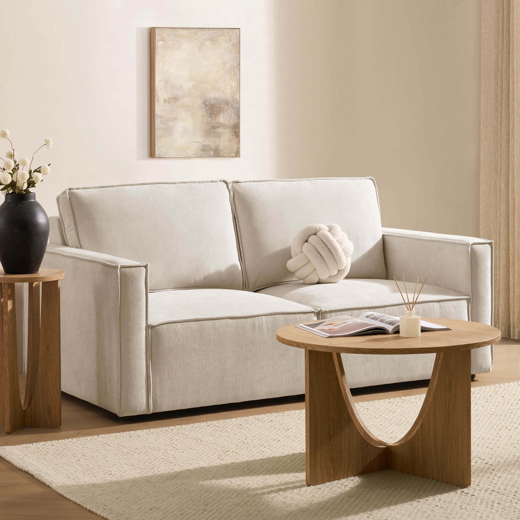 Slim Arm 2 Seater Sofa - Chenille Ivory – A slimmed-down take on our bestselling sofa, designed to maximise space without losing the luxe