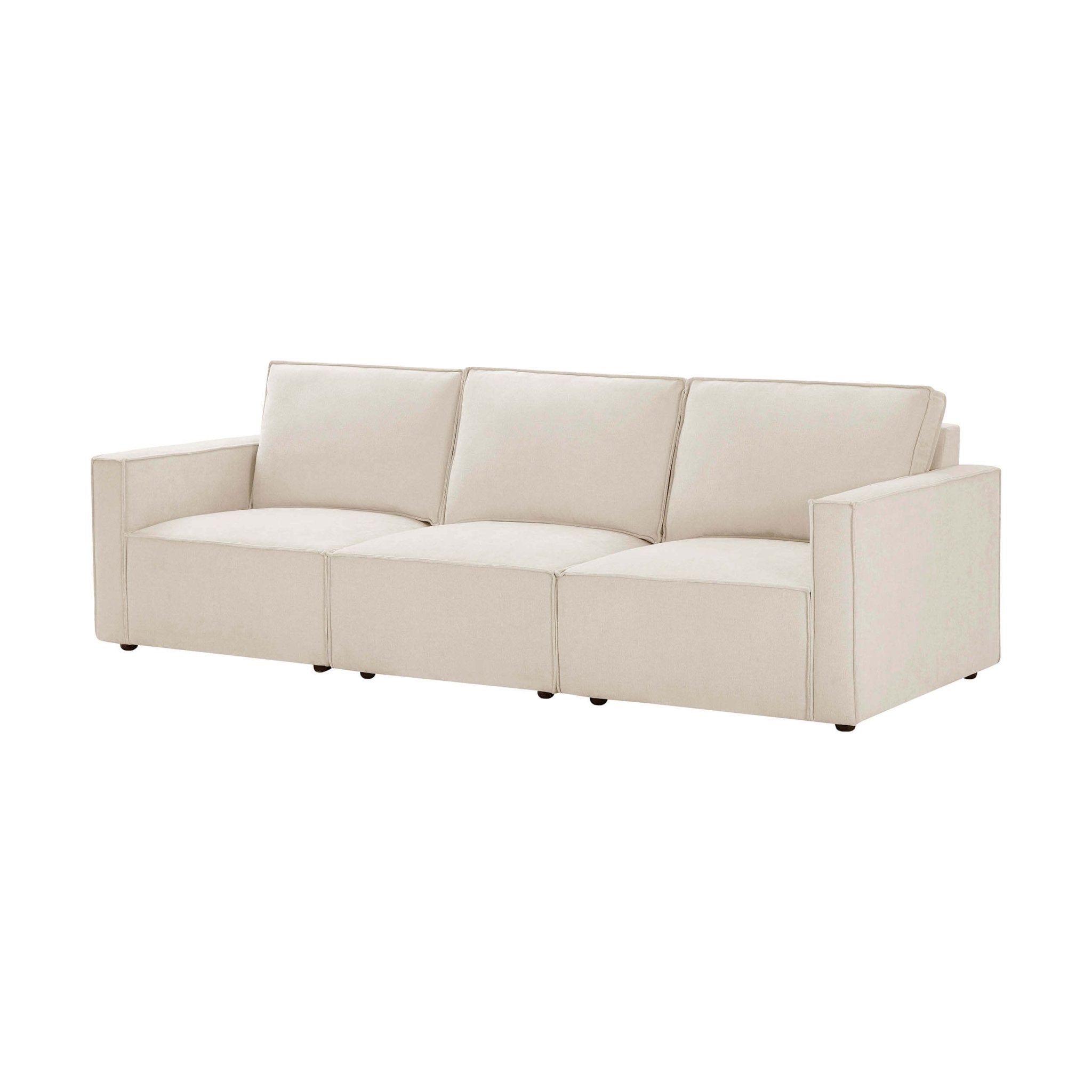 Slim Arm 3 Seater Sofa - Chenille Ivory – Big on comfort, light on bulk, meet the 3-seater, reworked with a slimmer silhouette