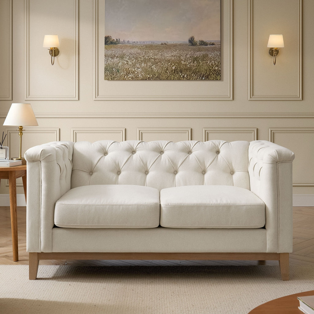 2 Seater Sofa - Cream Linen – Unwind in style with the linen look 2 seater sofa in cream from the collection