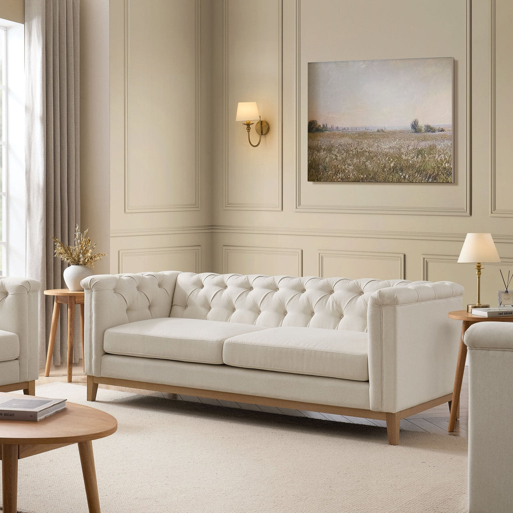 3 Seater Sofa - Cream Linen – Discover the linen look 3 seater sofa in cream from the collection as you get ready to relax and unwind