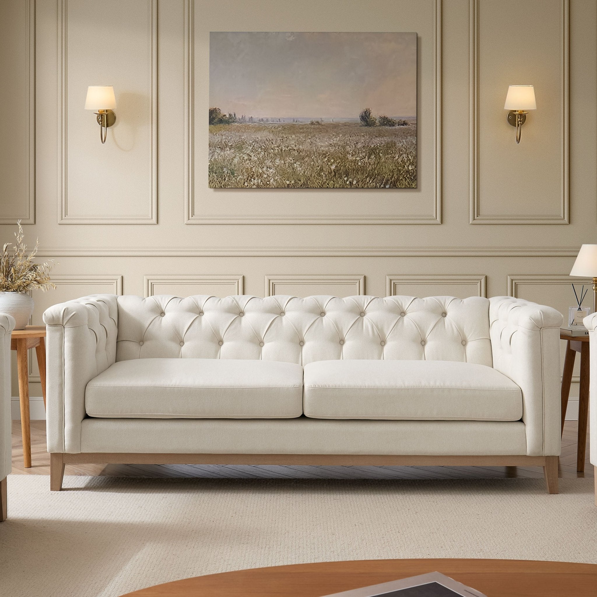 3 Seater Sofa - Cream Linen – Discover the linen look 3 seater sofa in cream from the collection as you get ready to relax and unwind