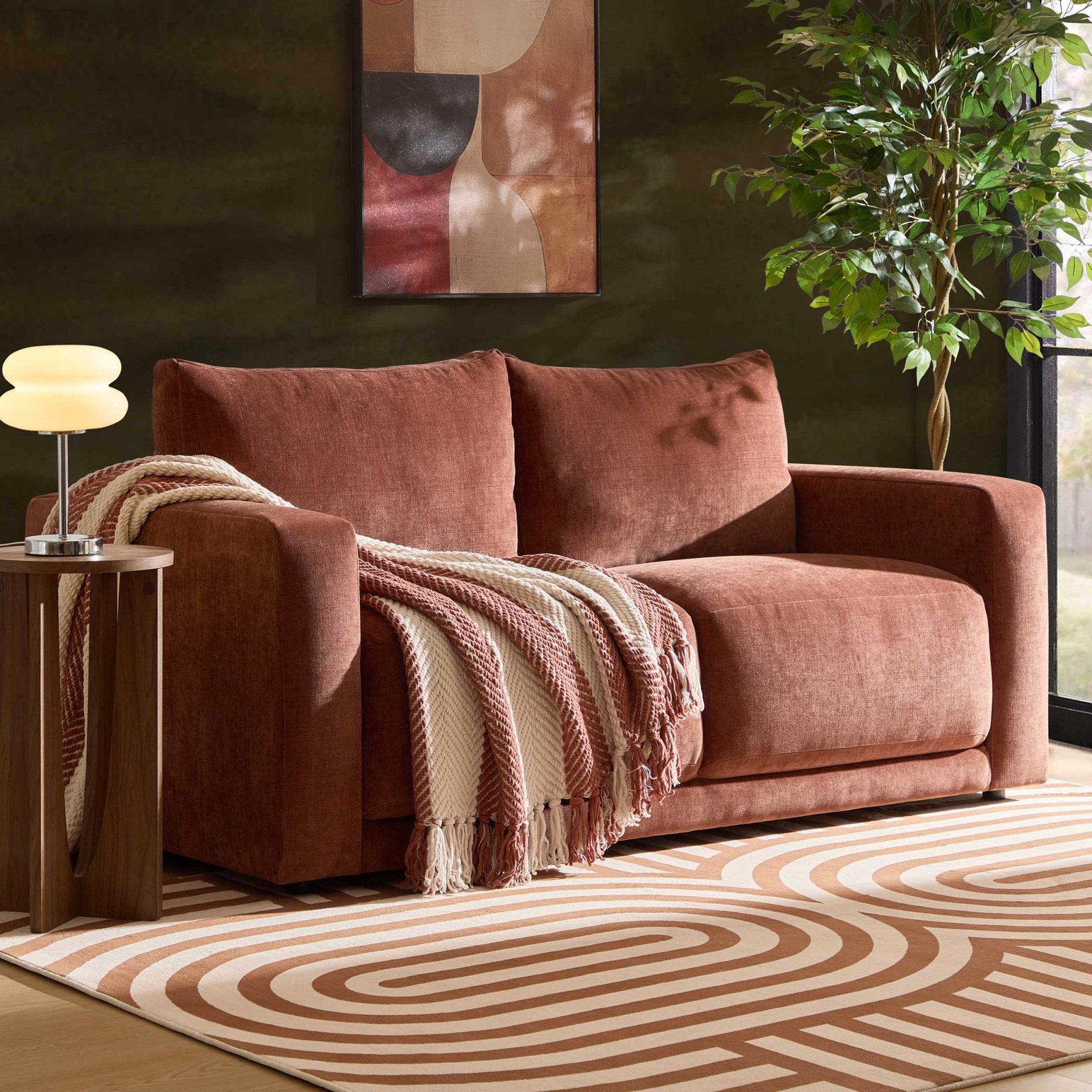 2 Seater Sofa - Chenille Dark Rust – The 2 seater sofa is tailored, comfortable and effortlessly refined