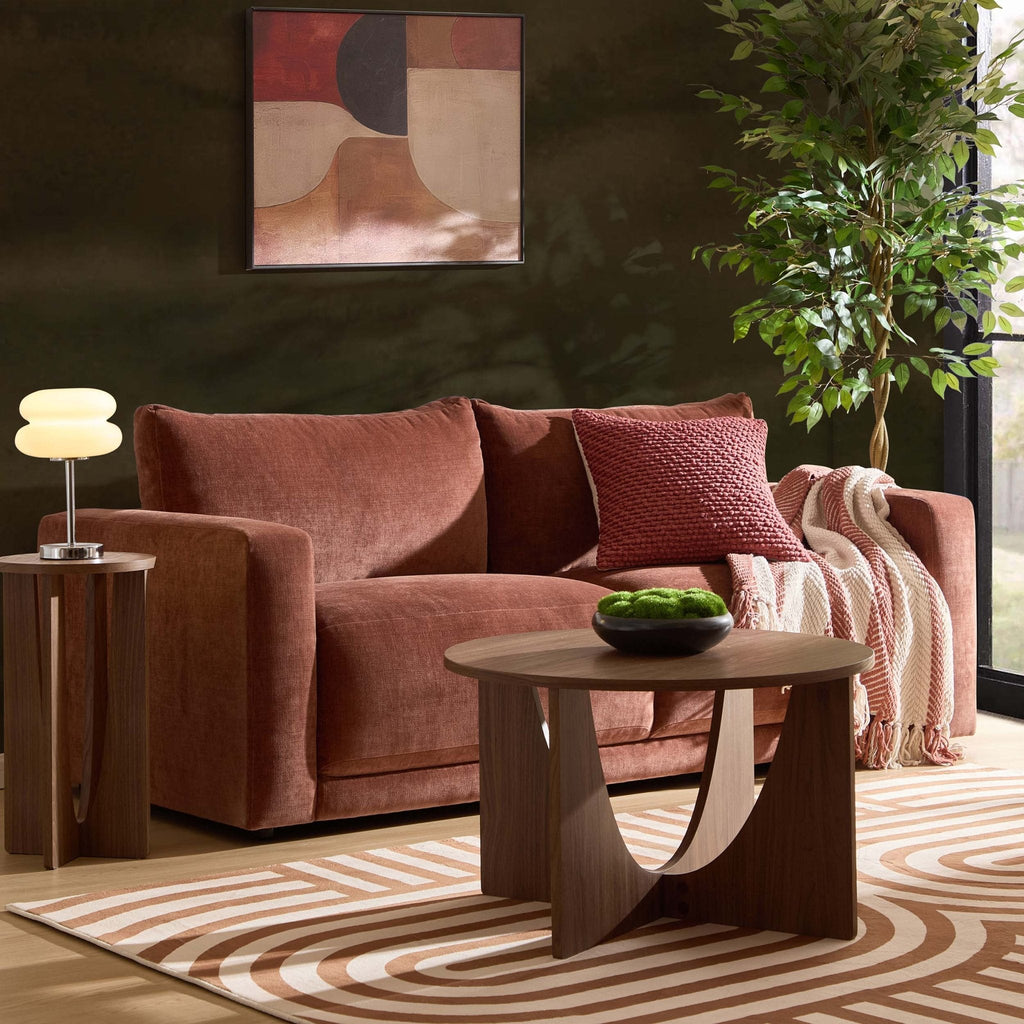3 Seater Sofa - Chenille Dark Rust – The 3 seater is a spacious, sculptural sofa designed for everyday