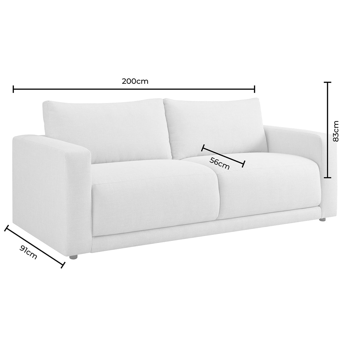 3 Seater Sofa - Chenille Ivory – The 3 seater is a spacious, sculptural sofa designed for everyday