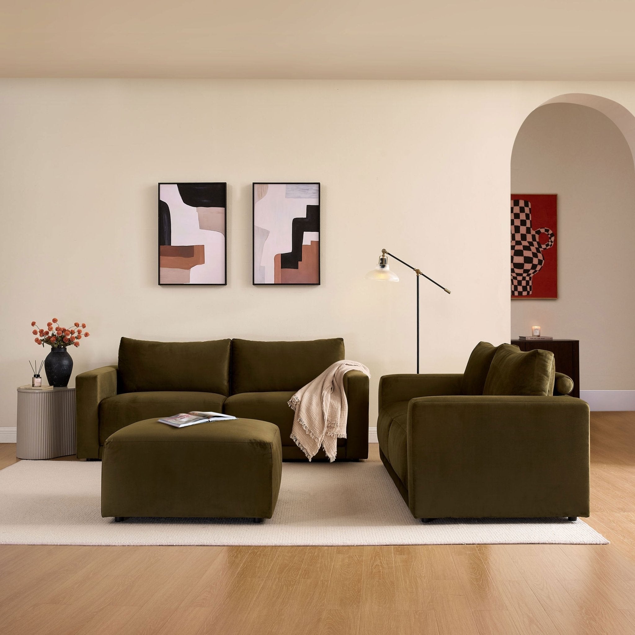 3 Seater Sofa - Rich Green – The 3 seater is a spacious, sculptural sofa designed for everyday