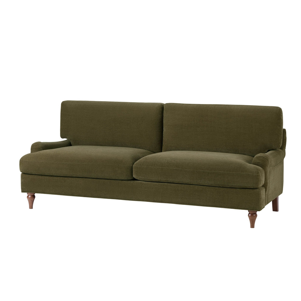 Three-seater sofa - Chenille olive green - This traditional three-seater sofa is made of chenille olive green fabric.