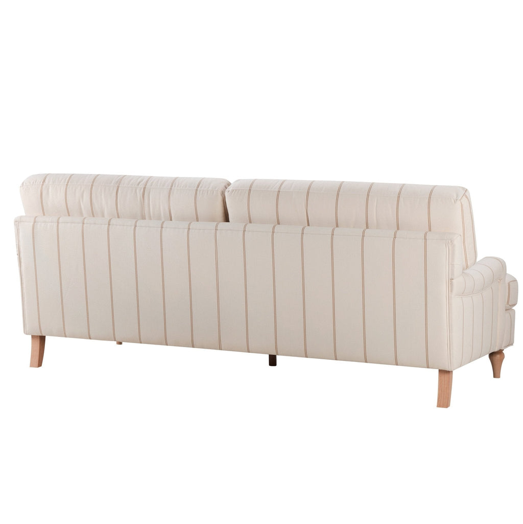 Three-seater sofa - pinstriped natural color - This three-seater sofa is simple yet stunning.