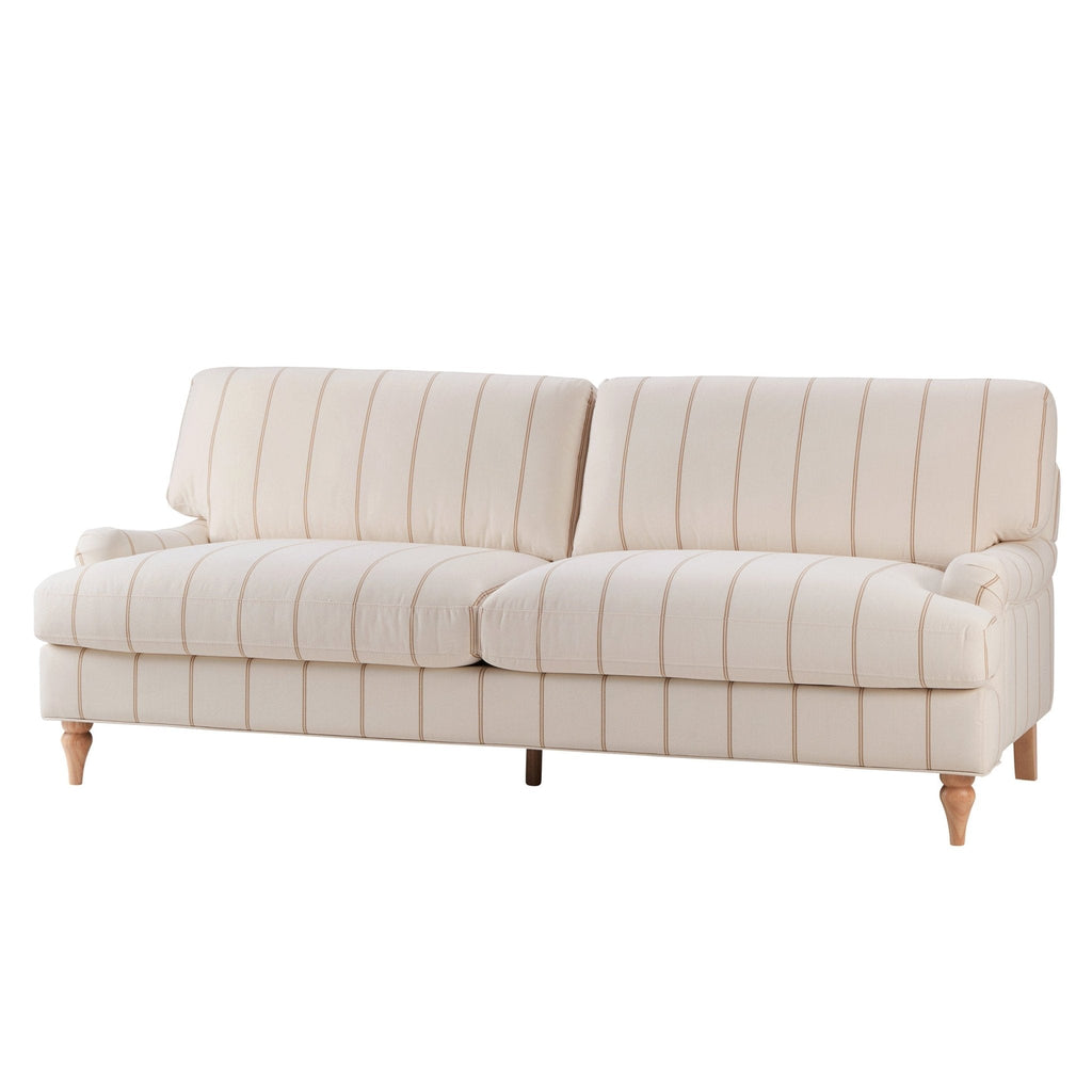 Three-seater sofa - pinstriped natural color - This three-seater sofa is simple yet stunning.