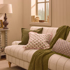Three-seater sofa - pinstriped natural color - This three-seater sofa is simple yet stunning.