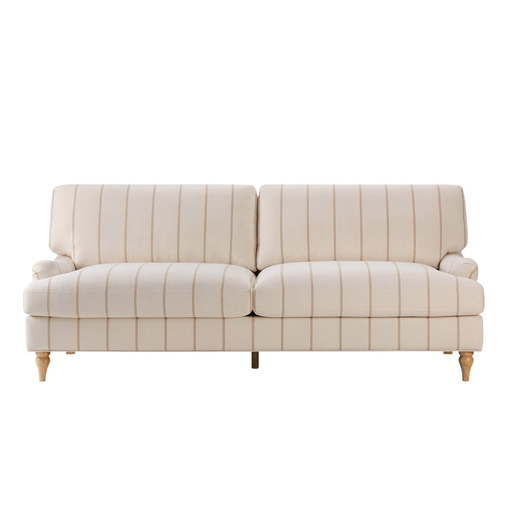 Three-seater sofa - pinstriped natural color - This three-seater sofa is simple yet stunning.