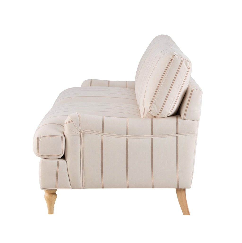 Three-seater sofa - pinstriped natural color - This three-seater sofa is simple yet stunning.