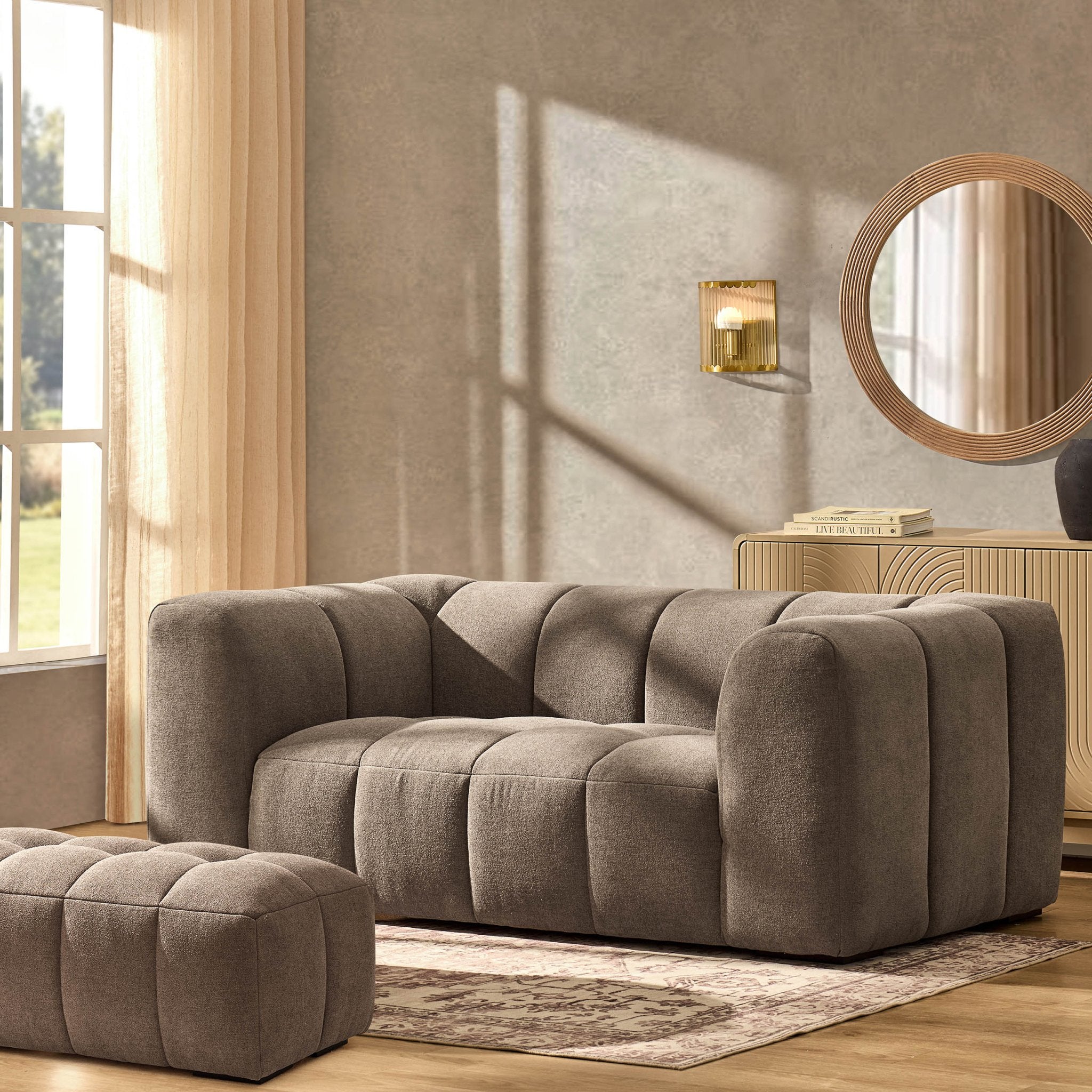 2 Seater Sofa - Chenille Mushroom – Add a design-led twist to your living room with the 2-Seater Sofa