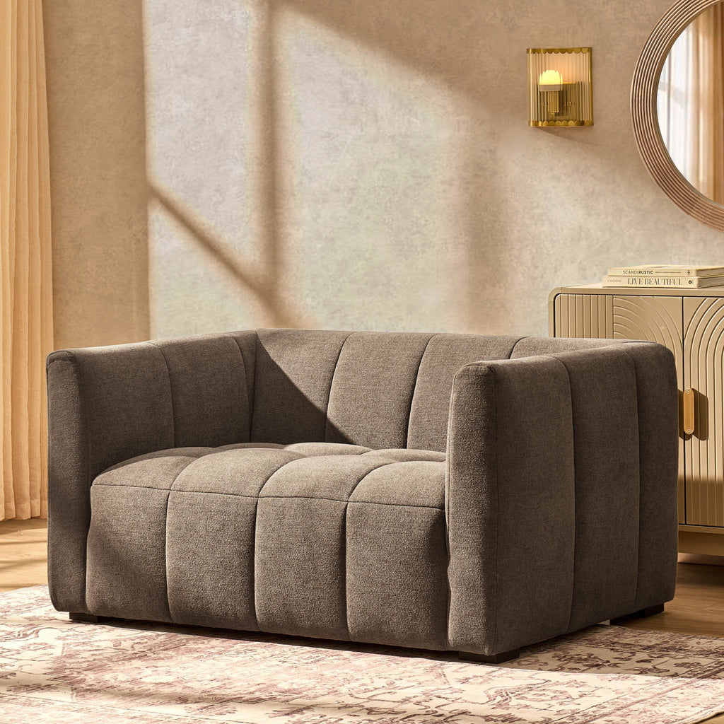 Compact 2 Seater Sofa - Chenille Mushroom – Add a little warmth and comfort to your home with the Chenille Mushroom Compact 2 Seater