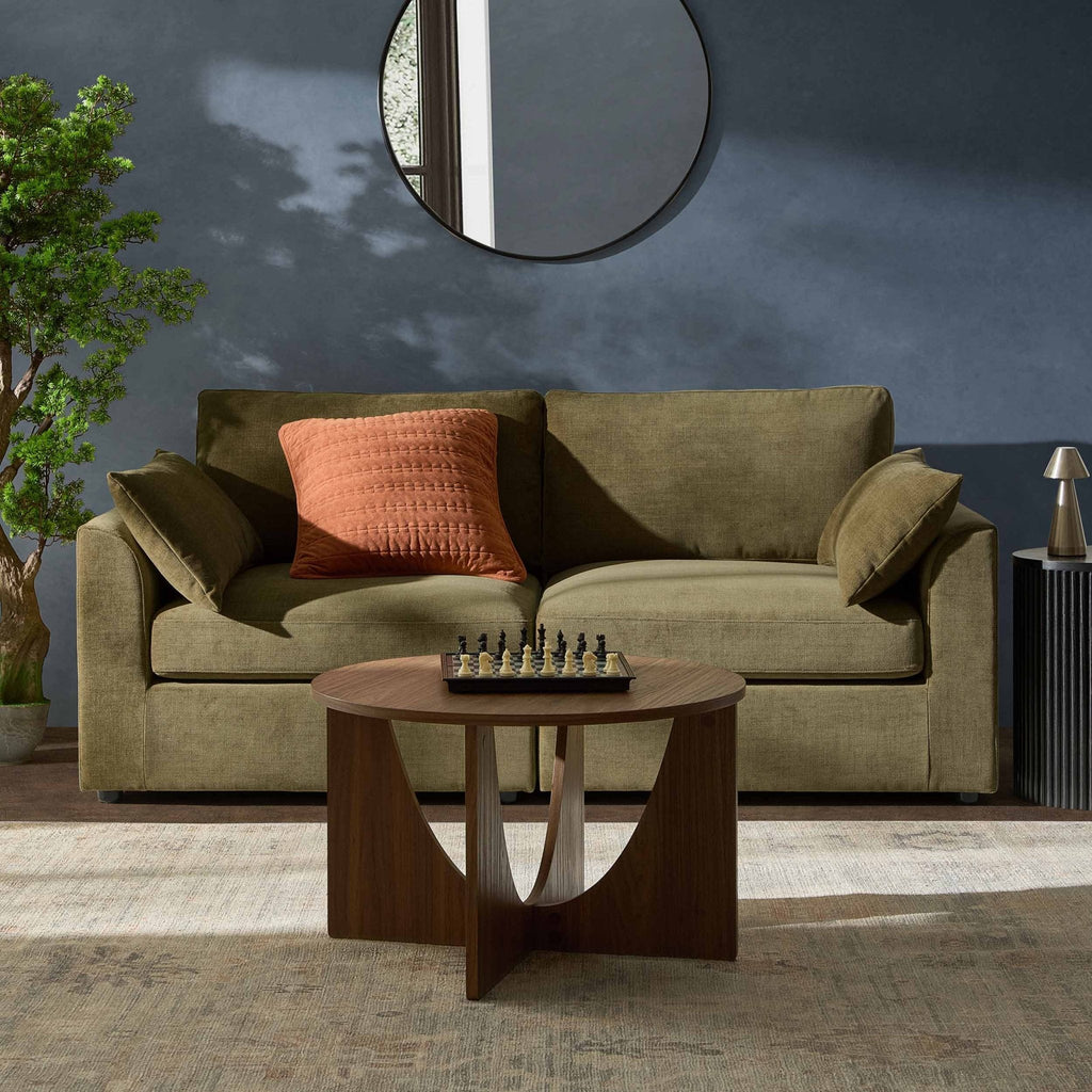 2 Seater Sofa - Chenille Olive – Elegant proportions, soft fabric, and effortlessly stylish, meet the 2-Seater