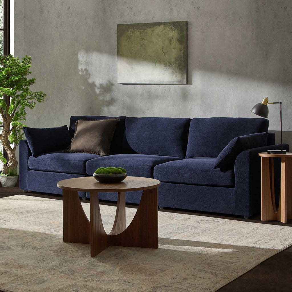 3 Seater Sofa - Chenille Navy – For those who love to stretch out or share the space, the 3-Seater offers room to lounge in laid-back style