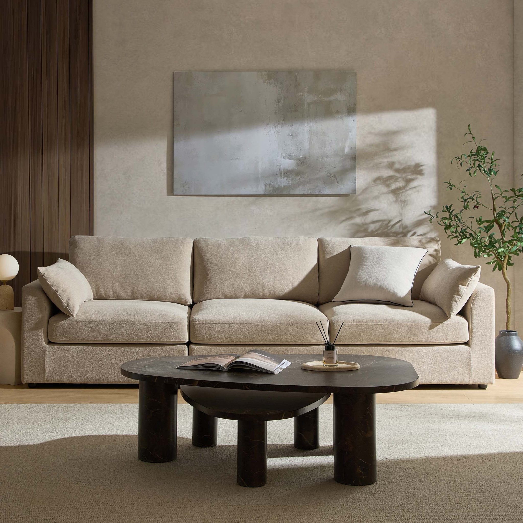 3 Seater Sofa - Chenille Oatmeal – For those who love to stretch out or share the space, the 3-Seater offers room to lounge in laid-back style