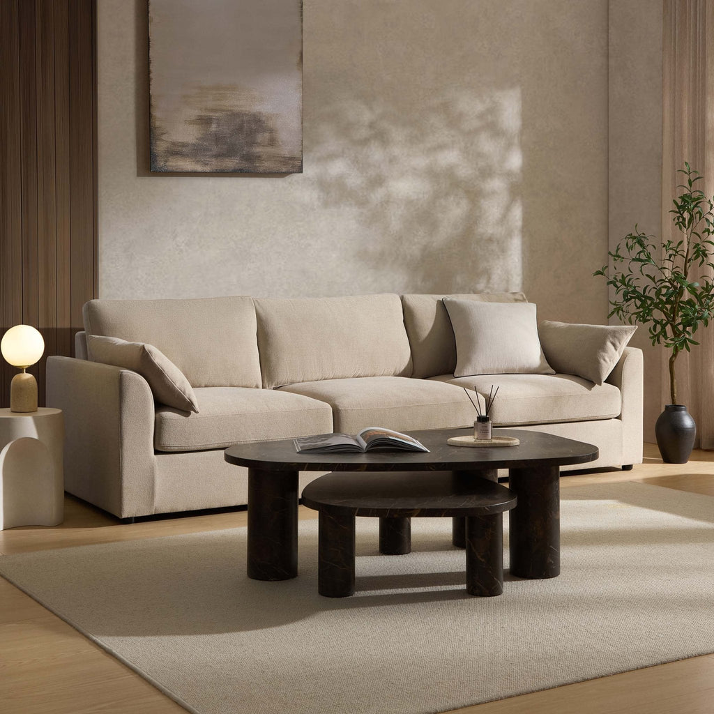 3 Seater Sofa - Chenille Oatmeal – For those who love to stretch out or share the space, the 3-Seater offers room to lounge in laid-back style