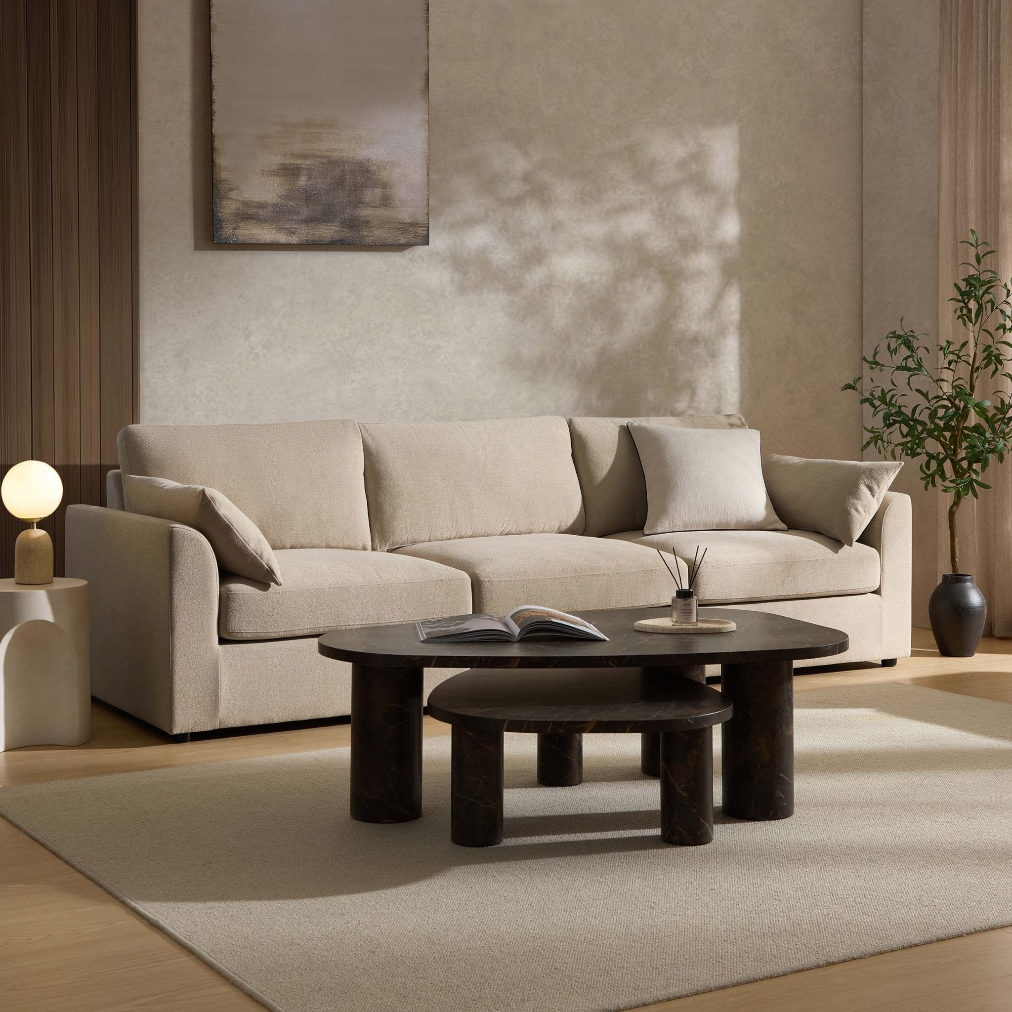 3 Seater Sofa - Chenille Oatmeal – For those who love to stretch out or share the space, the 3-Seater offers room to lounge in laid-back style