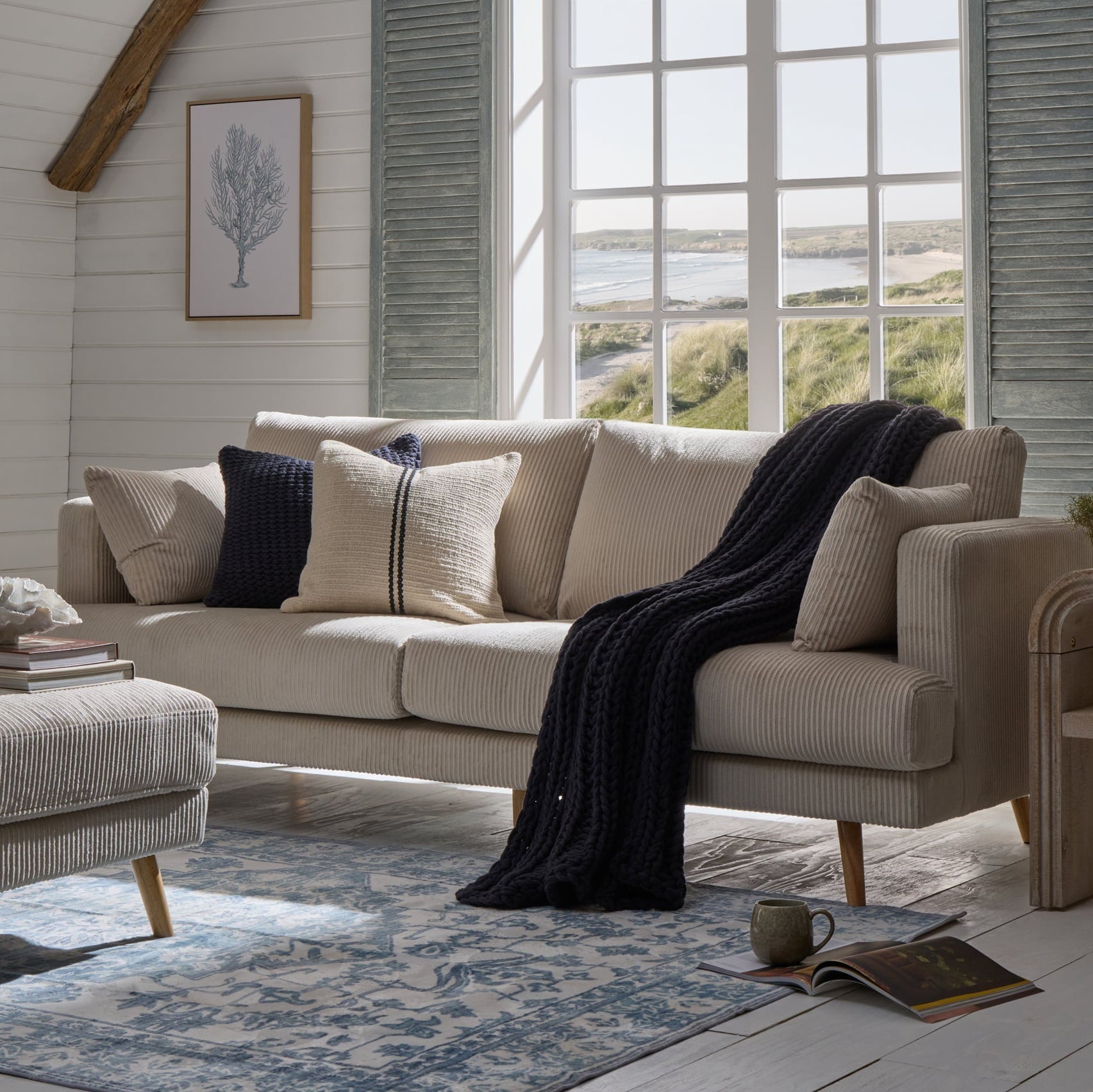 3 Seater Sofa - Rib Ecru – A spacious, stylish staple for the heart of your home