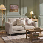 Lover sofa - Sand striped - This lover sofa is made of soft, natural linen-textured fabric.