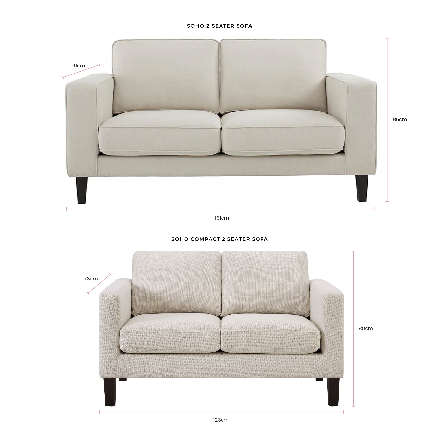 Compact 2 Seater Sofa - Beige – In a beautifully versatile shade, our Compact 2 Seater offers all the style and comfort of the classic design, perfectly proportioned for smaller spaces