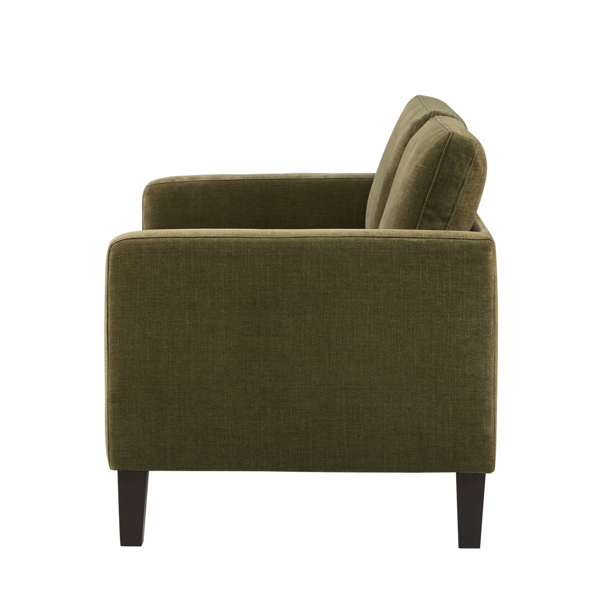 Compact two-seater sofa - Chenille olive - combines the style of classic design with comfort, perfectly sized for small spaces.