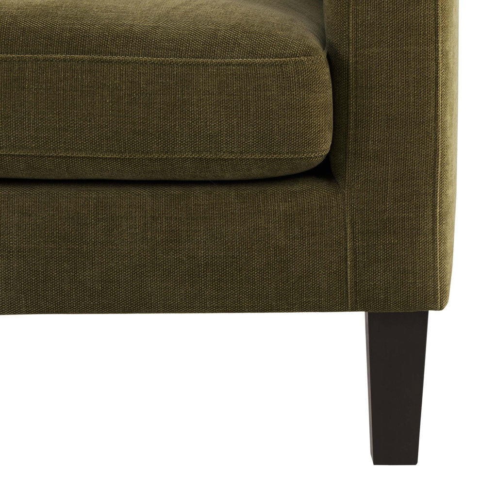 Compact two-seater sofa - Chenille olive - combines the style of classic design with comfort, perfectly sized for small spaces.