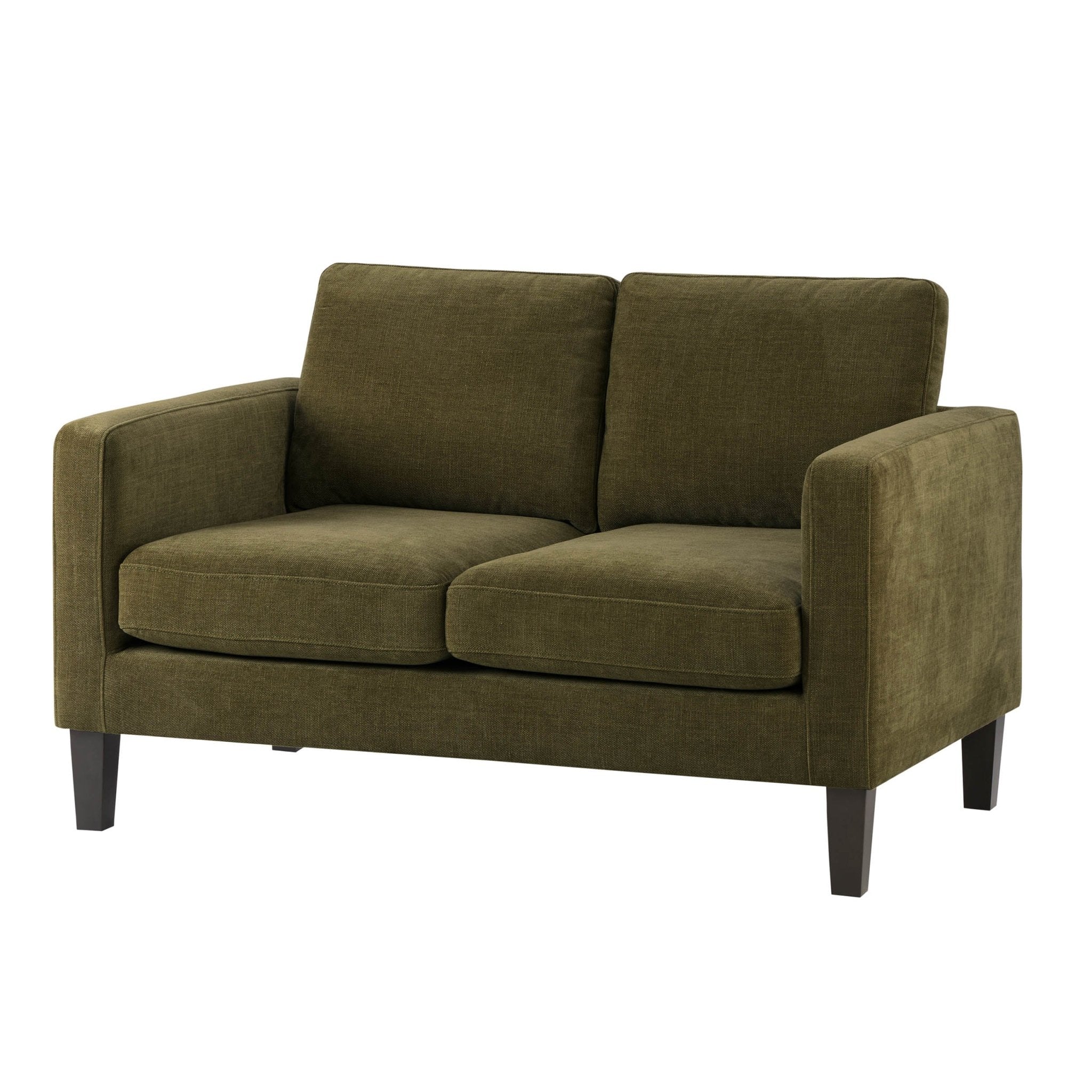 Compact two-seater sofa - Chenille olive - combines the style of classic design with comfort, perfectly sized for small spaces.