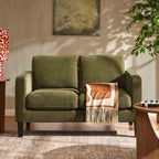 Compact two-seater sofa - Chenille olive - combines the style of classic design with comfort, perfectly sized for small spaces.