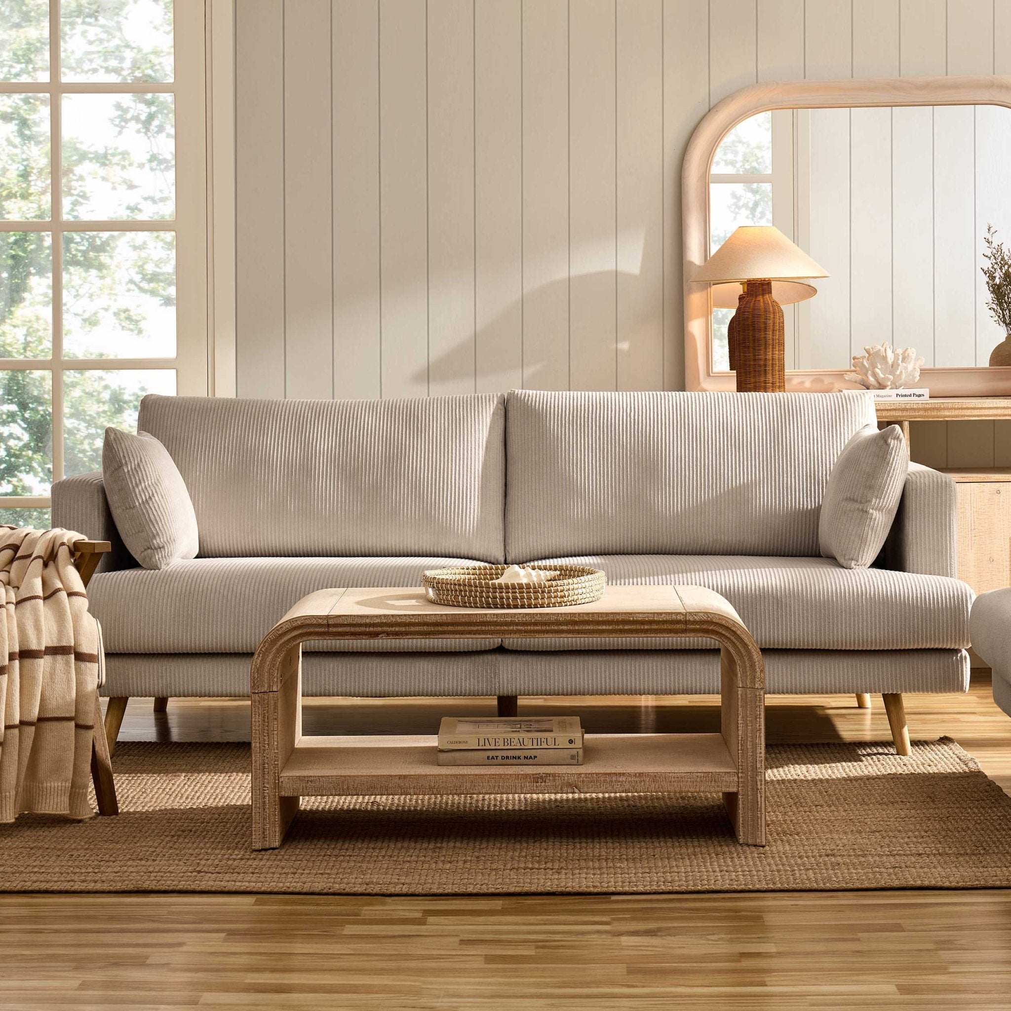 3 Seater Sofa - Rib Ecru – A spacious, stylish staple for the heart of your home